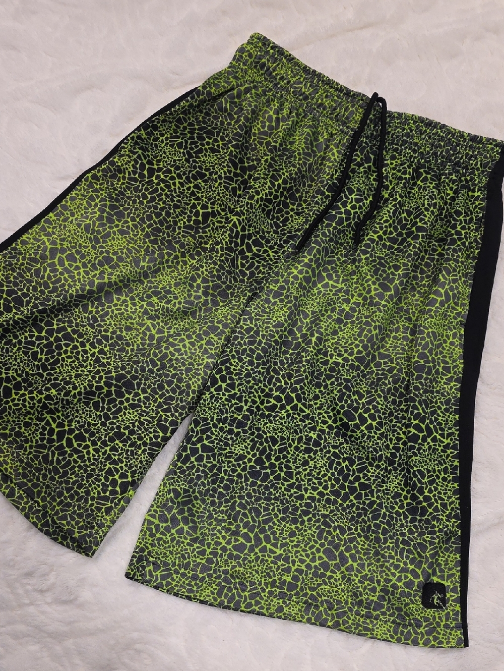 And1 Black with Neon Green Crackle Men's Athletic Shorts